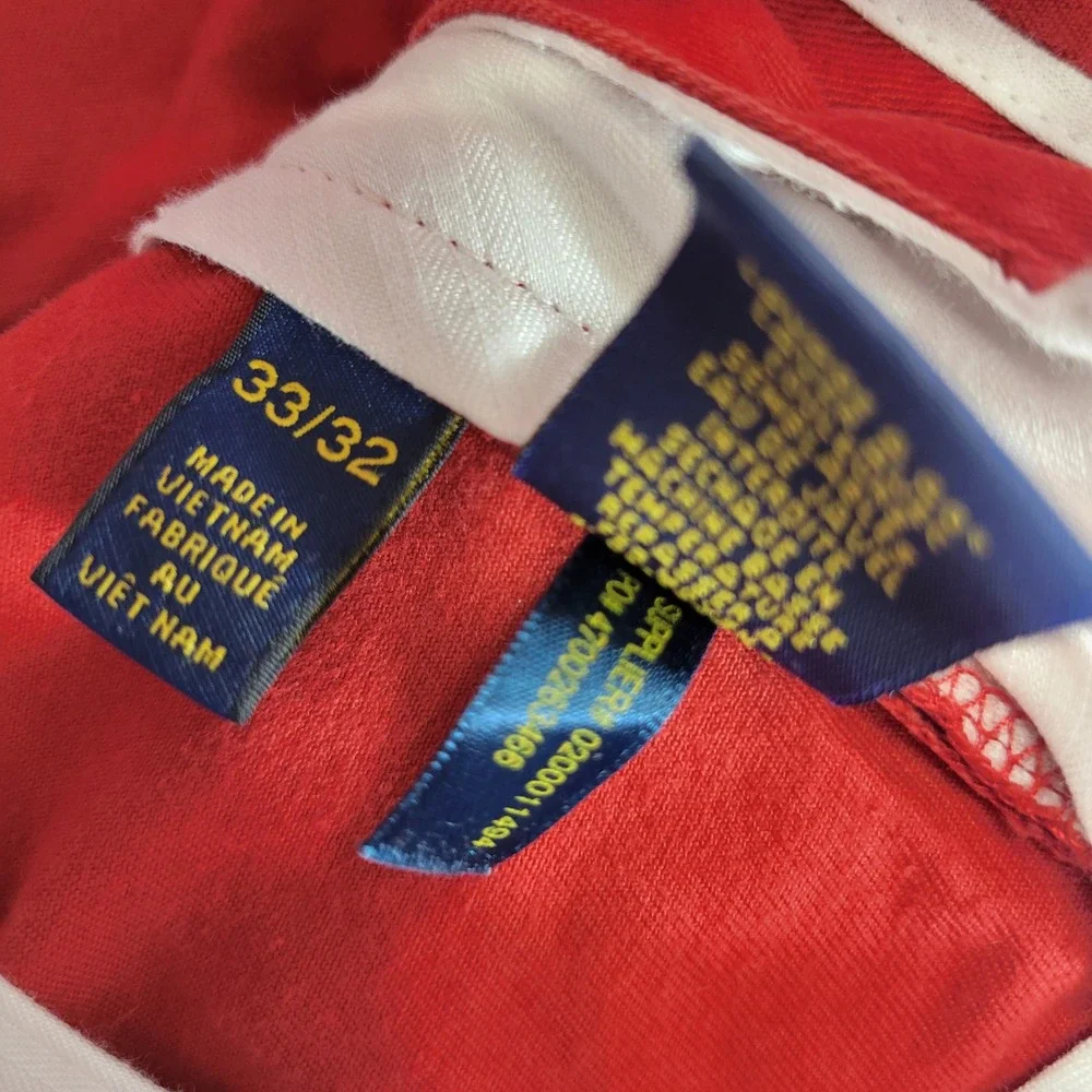 Polo Ralph Lauren Chino Pants Mens 33x32 Red Slim Fit Cotton Twill Flat Front